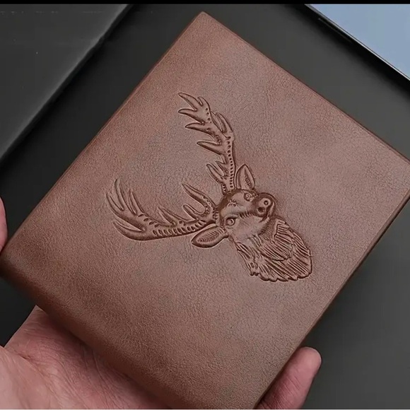 Brown Faux Leather Wallet with Deer Embossing - Picture 1 of 4